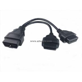 ARTECKIN 24awg OBD2 OBD II Splitter Y Cable J1962 16 Pin Male to Dual Female Adapter 30cm/1ft