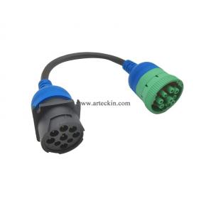 ARTECKIN Crossover Cable Green 9pin J1939 Type2 to Type1 Black 9pin J1939 Cable 1ft30cm for Both j1939 Type 1 and Type 2