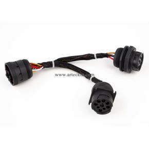 Black Type 1 J1939 9pin Splitter Y Cable Female to 2 Male for Truck Freightliner GPS ELD Tracker