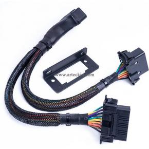 OBDII Cable OBD2 16pins Male 1 to 2 Female Splitter Y Cable 20awg Thick Wire Underdash Splitter Cable