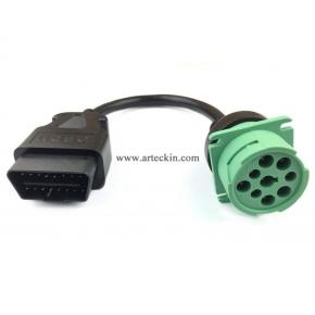 Type 2 Green J1939 9pin to obd2 Male Cable for Truck ELD GPS