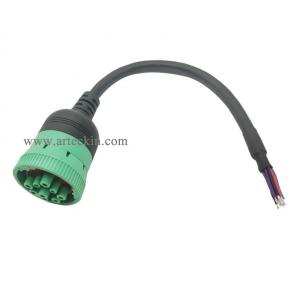  1ft/30cm  Type 2 Green 9pin J1939 to Open Loose Male Cable