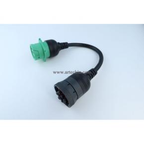 Gray 9Pin Type1 J1939 Port to New Green 9pin Type2 J1939 Port Cable Turn 9p Type1 to 9p Type2